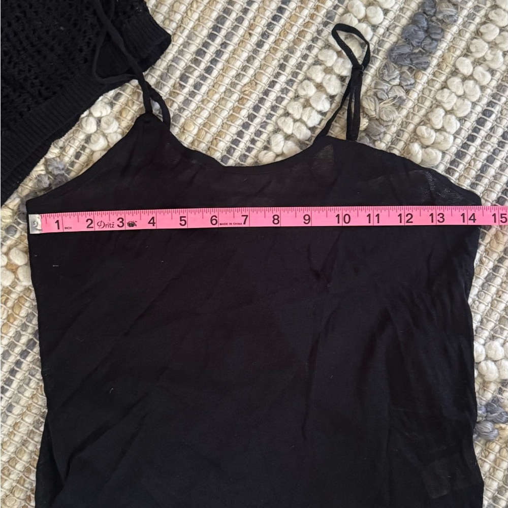 Hem & Thread Black Open-Weave Knit Top with Cami - Picture 7 of 10